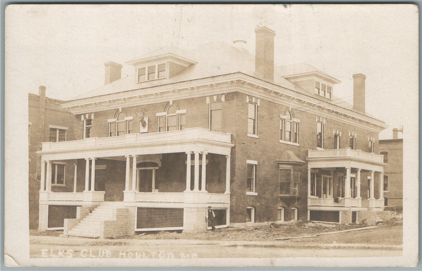 HOULTON ME ELKS CLUB ANTIQUE REAL PHOTO POSTCARD RPPC