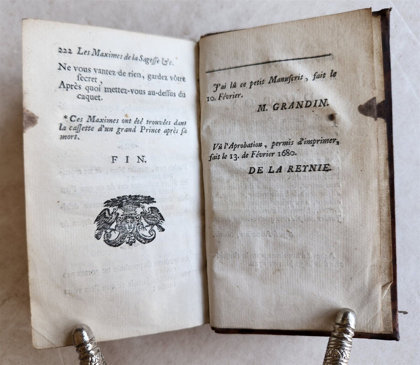 1722 DECORATIVE BINDING antique La veritable politique des personnes de qualite