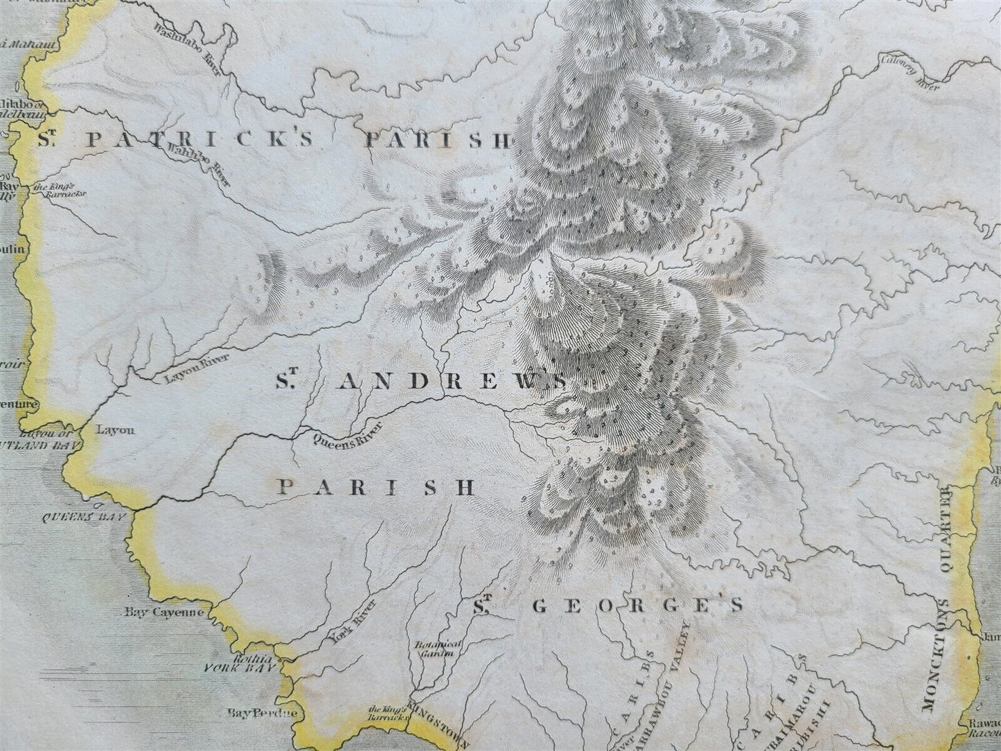 1814 MAP of WEST INDIA ISLANDS Carribean ST. VINCENT & BARBADOS antique 21 x 28"