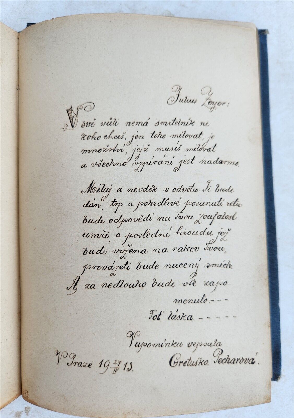 1912-18 ALBUM AMICORUM - MANUSCRIPT CZECH GERMAN BOOK antique POETRY ILLUSTRATED