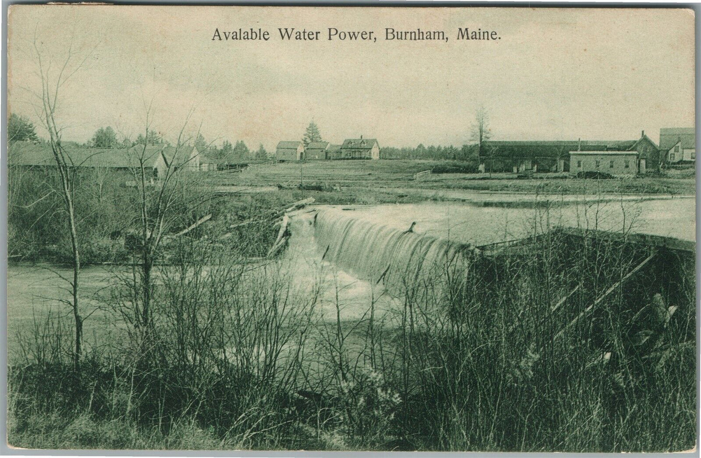 BURNHAM ME AVAILABLE WATER POWER ANTIQUE POSTCARD