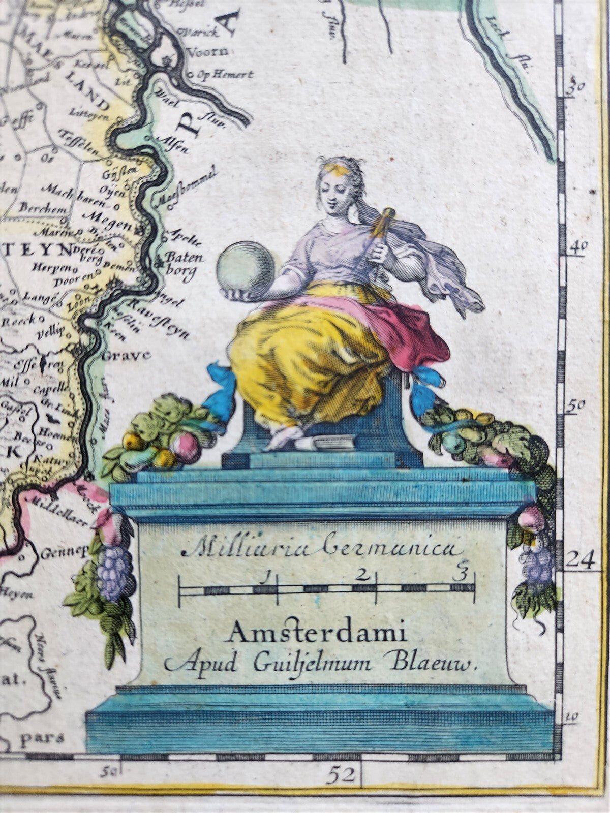 1640 BRABANT BELGIUM MAP by WILLEM BLAEU antique AUTHENTIC hand colored