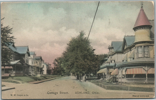 ASHLAND OH COTTAGE STREET ANTIQUE POSTCARD