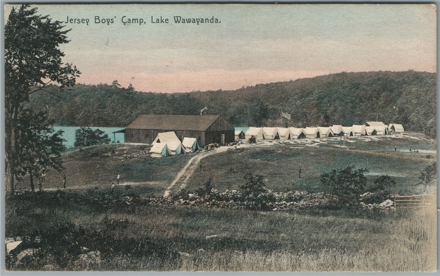 LAKE WAWAYANDA NJ JERSEY BOYS' CAMP ANTIQUE POSTCARD