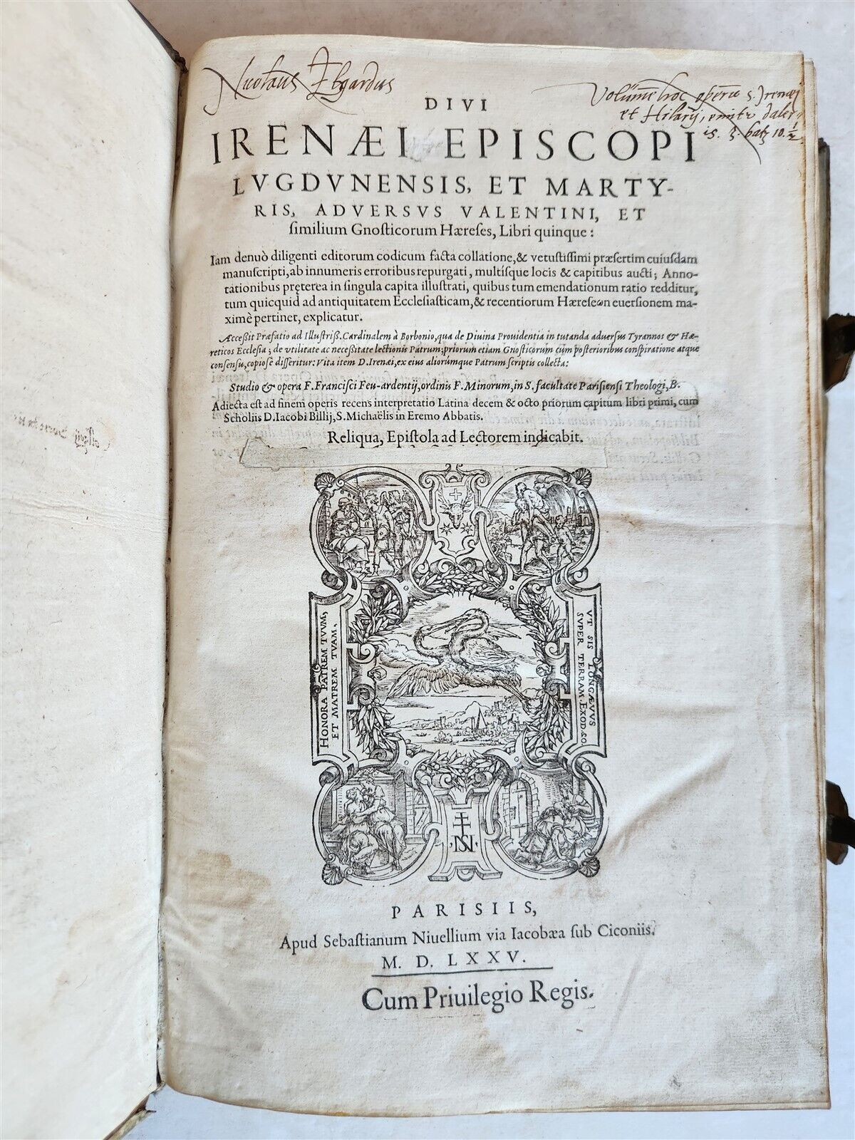 1575 IRENAEUS GREEK THEOLOGY in LATIN byantique 16th CENTURY FOLIO PIGSKIN BOUND