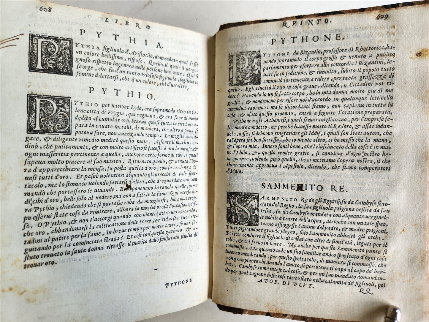 1566 PLUTARCH antique 16th CENTURY in ITALIAN Apoftemmi di Plutarco