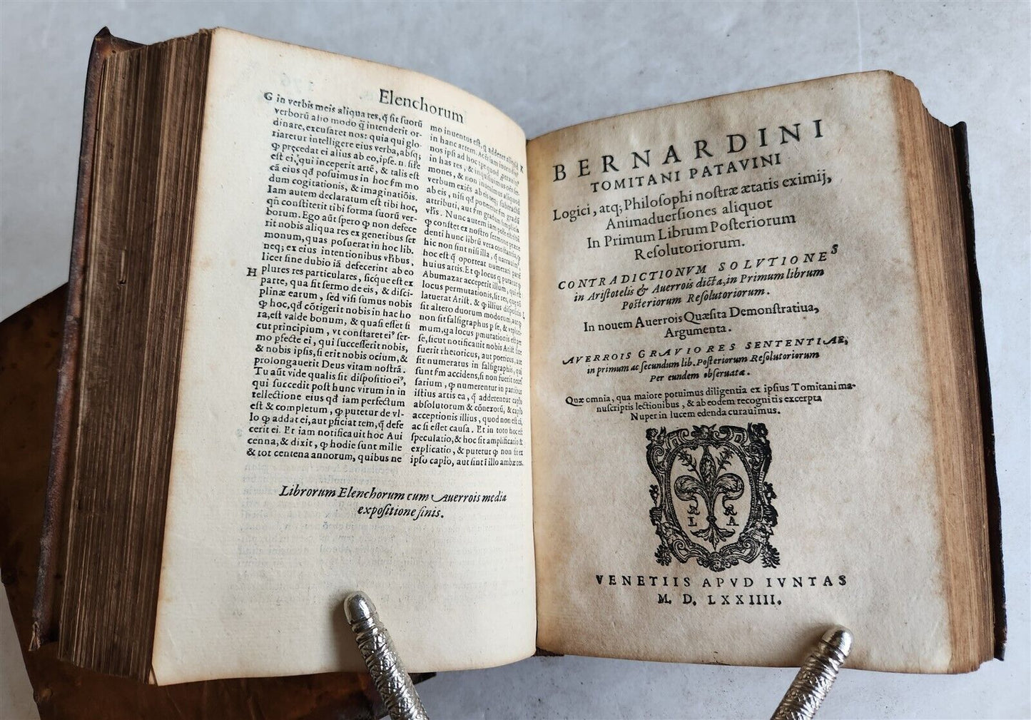 1574 ARISTOTLE 6 VOLS SET ILLUSTRATED antique VELLUM BINDINGS MANUSCRIPT SPINES
