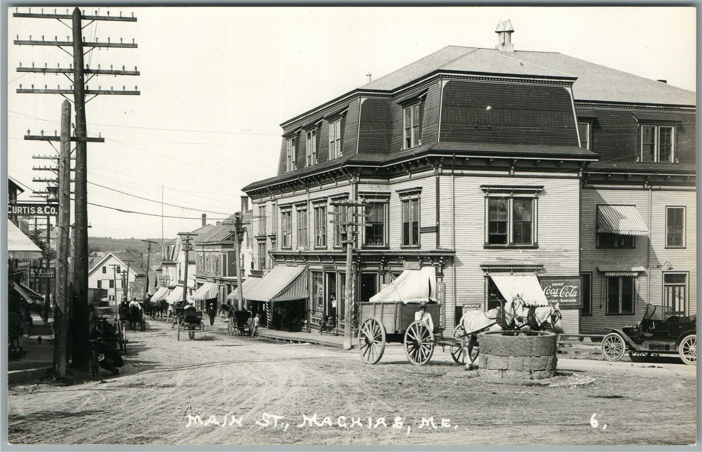 MACHIAS ME MAIN STREET ANTIQUE REAL PHOTO POSTCARD RPPC