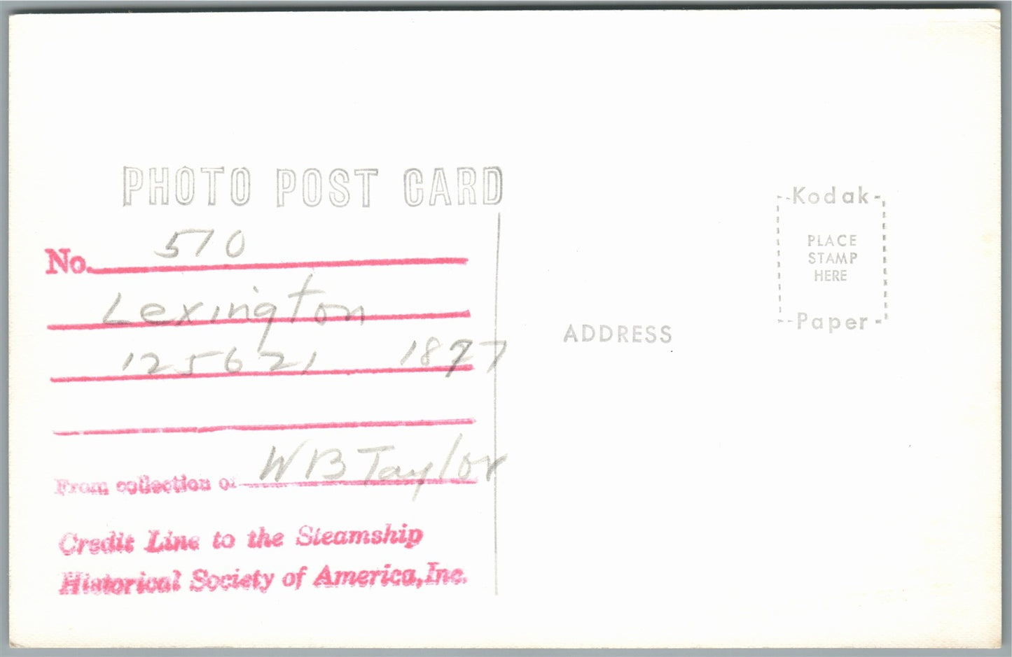 STEAMSHIP LEXINGTON VINTAGE REAL PHOTO POSTCARD RPPC