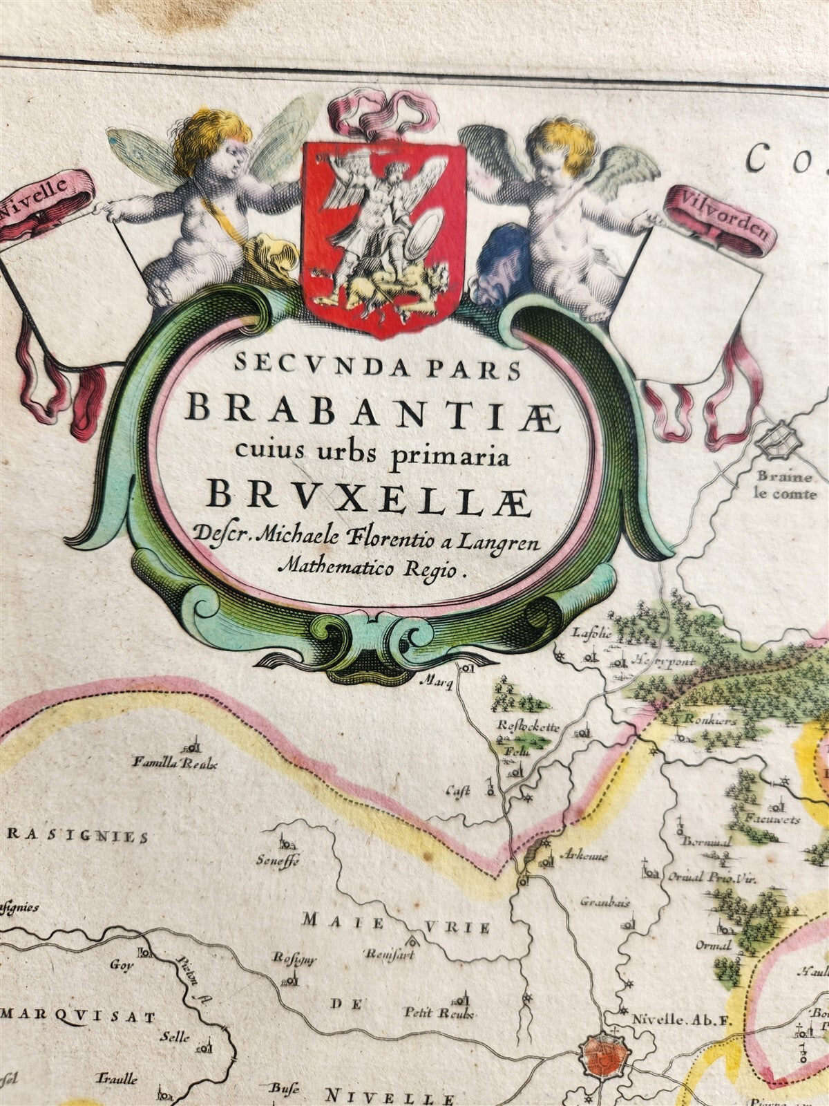 1640 MAP of Brabant Bruxelles BELGIUM by WILLEM BLAEU antique AUTHENTIC