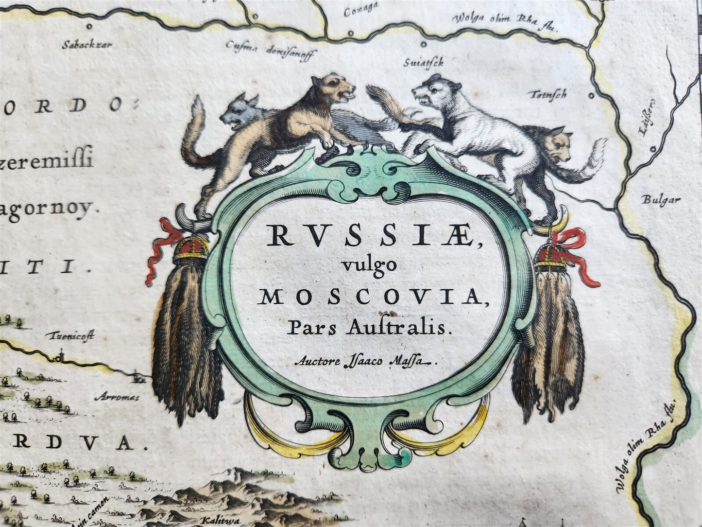 1640 RUSSIA MOSCOVIA MAP by WILLEM BLAEU antique AUTHENTIC hand colored