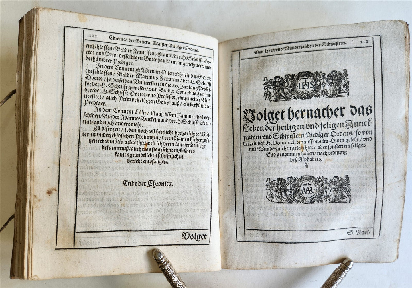 1596 HISTORICAL CHRONICLE of GERMAN RELIGIOUS ORDER antique Kurtze Chronica RARE