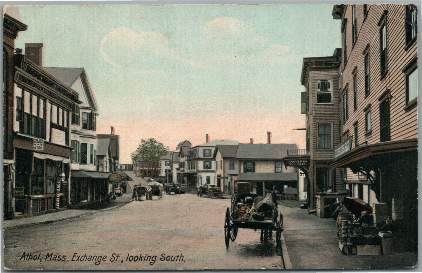 ATHOL MA EXCHANGE STREET ANTIQUE POSTCARD
