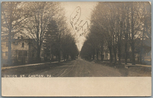 CANTON PA UNION STREET ANTIQUE REAL PHOTO POSTCARD RPPC