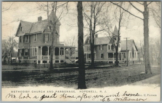 HOPEWELL NJ METHODIST CHURCH ANTIQUE POSTCARD