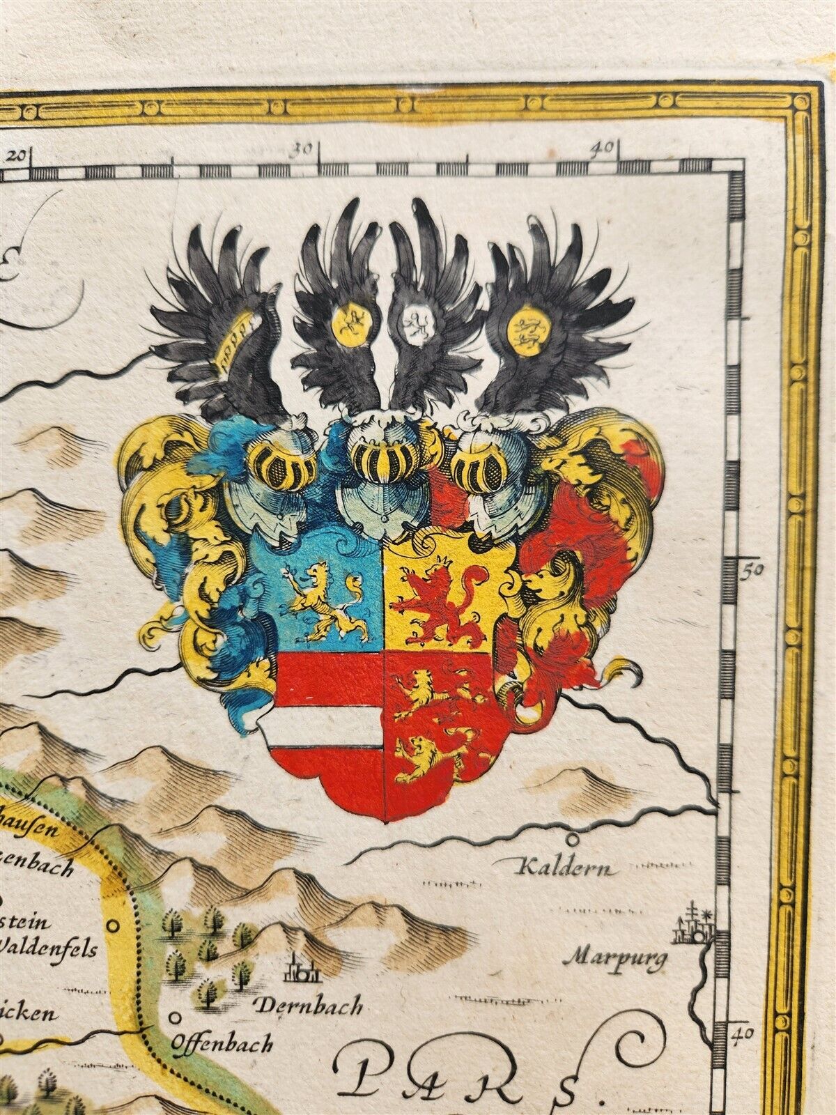 1640 MAP of GERMANY COUNTY of NASSAU by WILLEM BLAEU antique AUTHENTIC