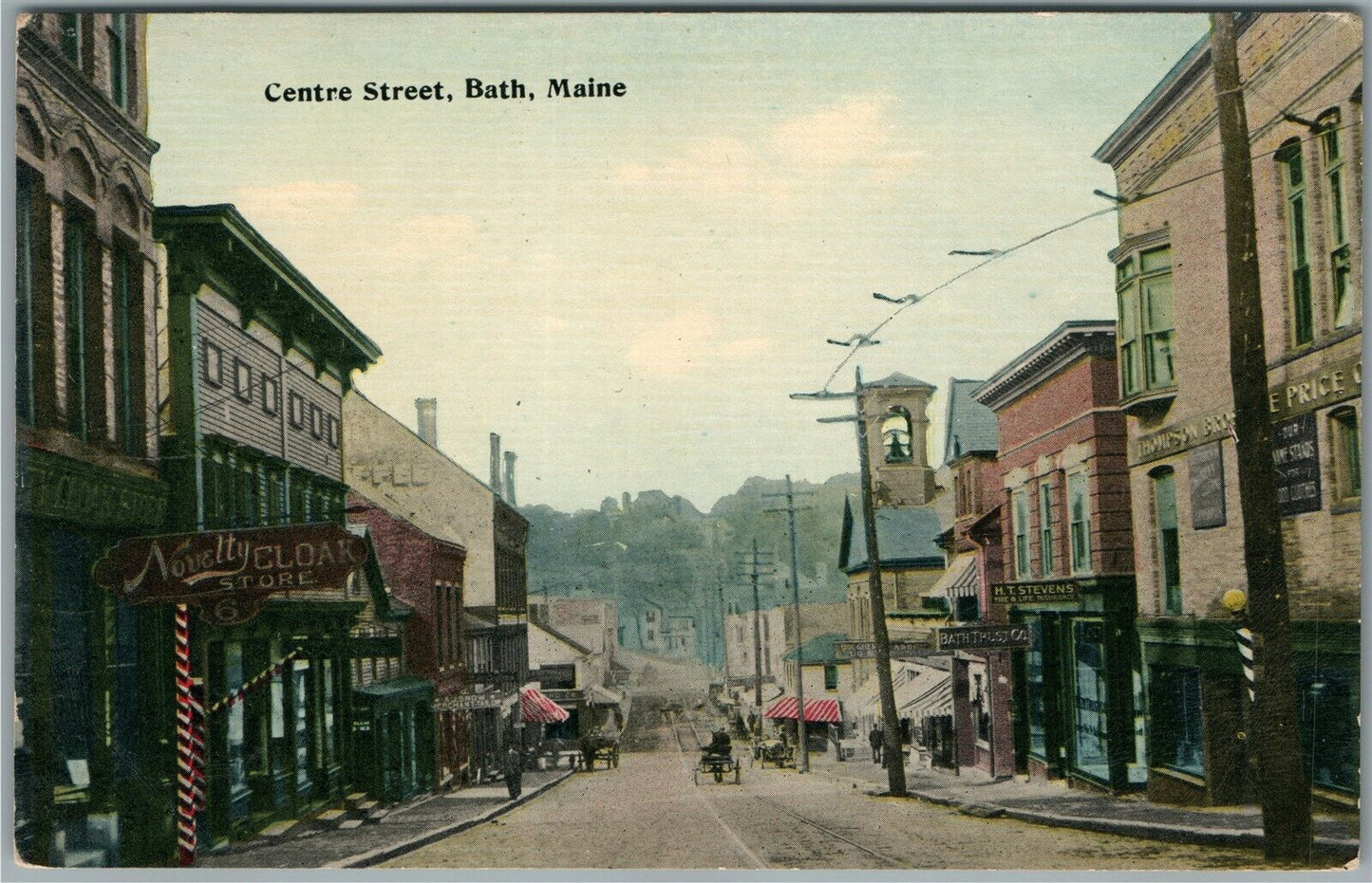 BATH ME CENTER STREET ANTIQUE POSTCARD