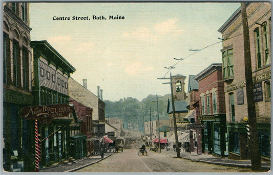 BATH ME CENTER STREET ANTIQUE POSTCARD