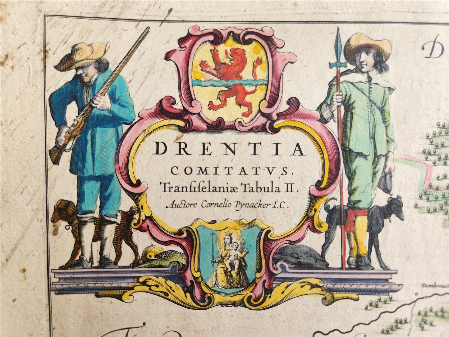 1640 Overijssel NETHERLANDS MAP by WILLEM BLAEU antique AUTHENTIC handcolored