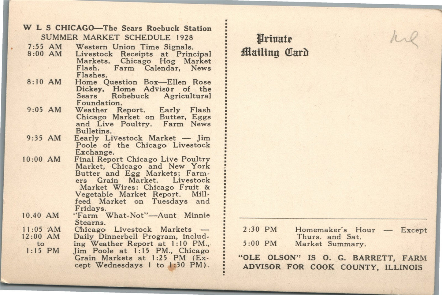 CHICAGO IL OLE OLSON FARM ADVISOR ADVERTISING ANTIQUE REAL PHOTO POSTCARD RPPC