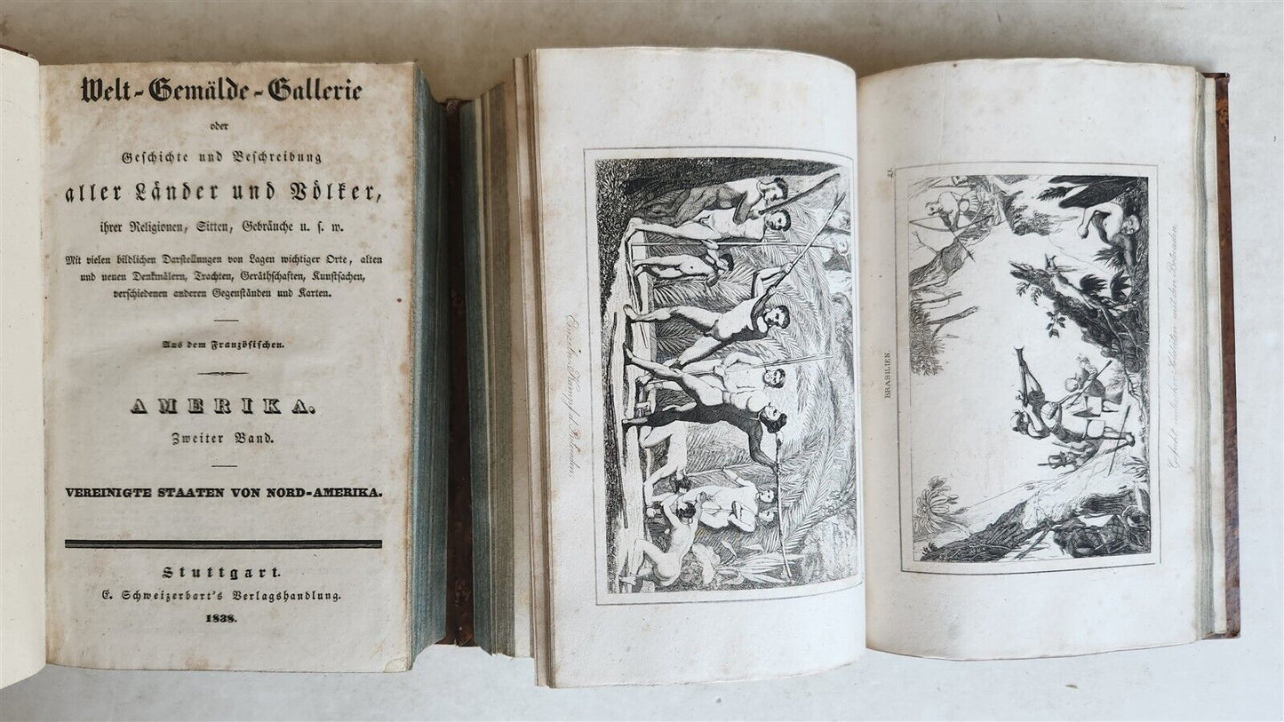 1838 ILLUSTRATED HISTORY of NORTH AMERICA Brazil Columbia & Gyana antique