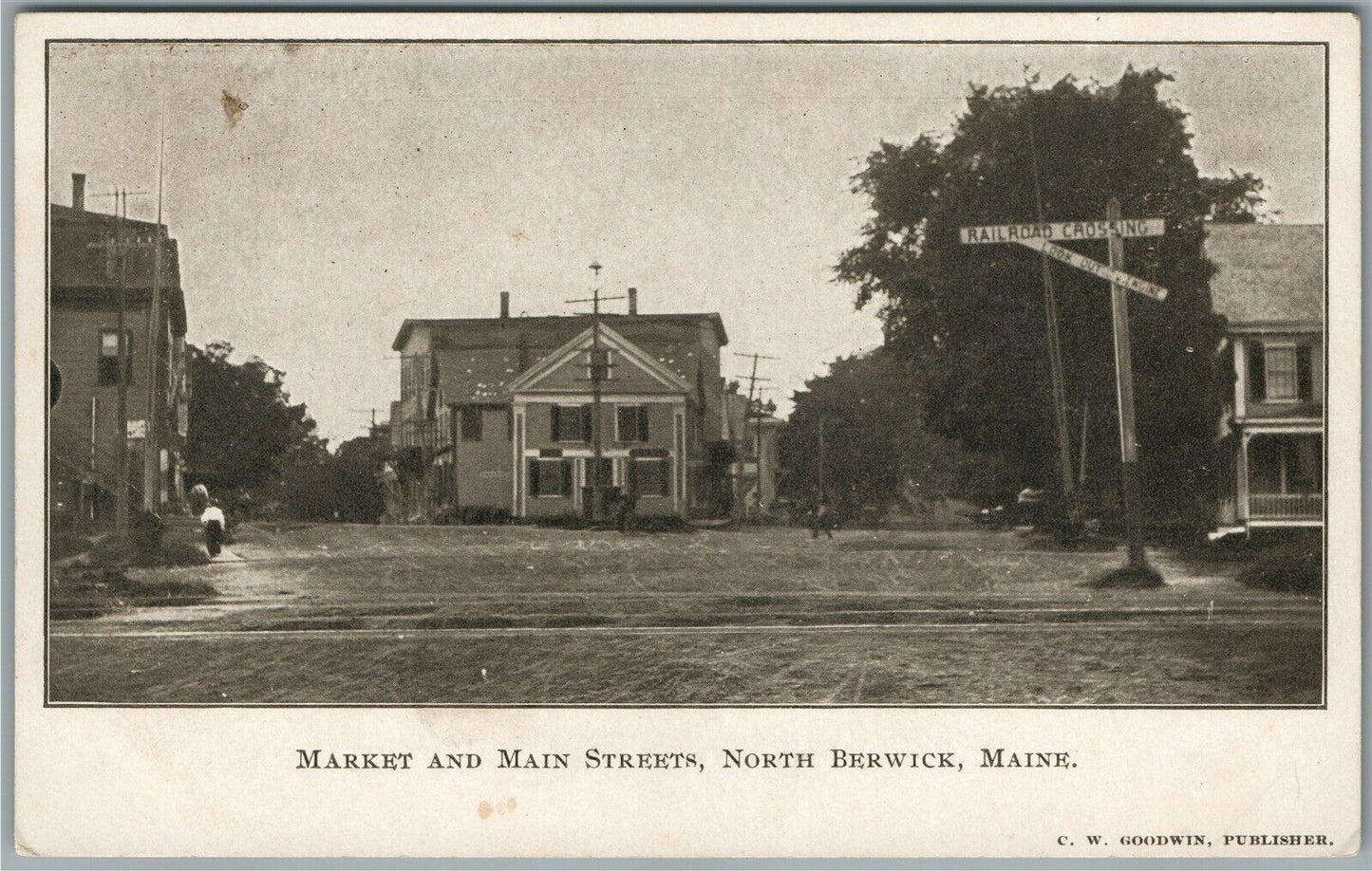 NORTH BERWICK ME MARKET AND MAIN STREETS ANTIQUE POSTCARD