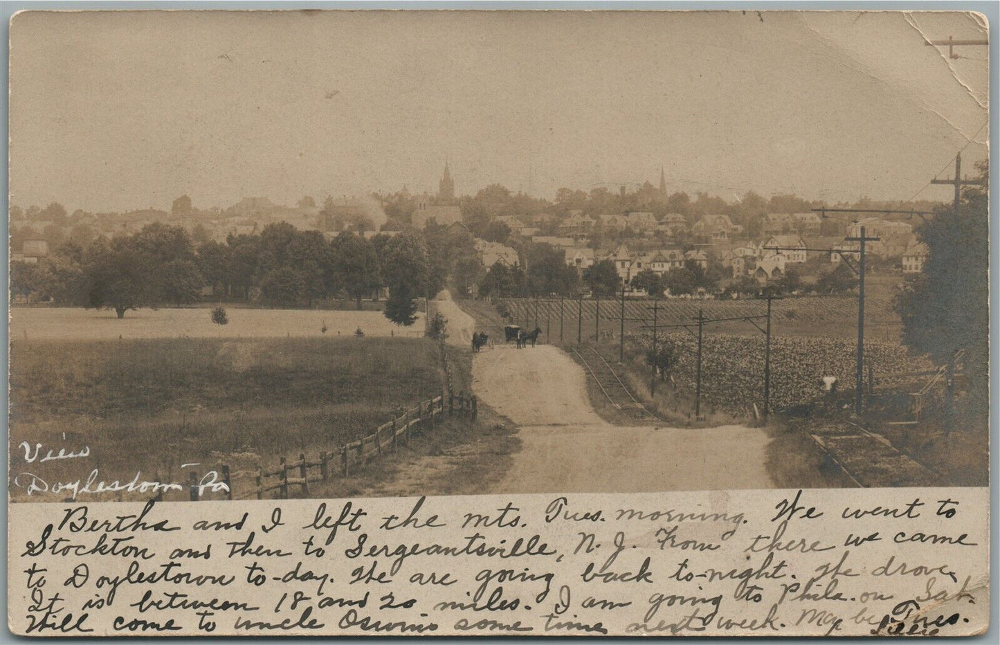 DOYLESTOWN PA GENERAL VIEW ANTIQUE REAL PHOTO POSTCARD RPPC