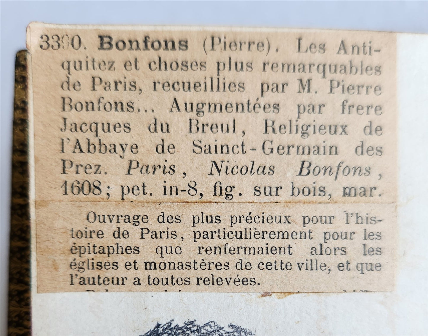 1608 HISTORICAL GUIDE to PARIS ILLUSTRATED w/ 55 WOODCUTS antique