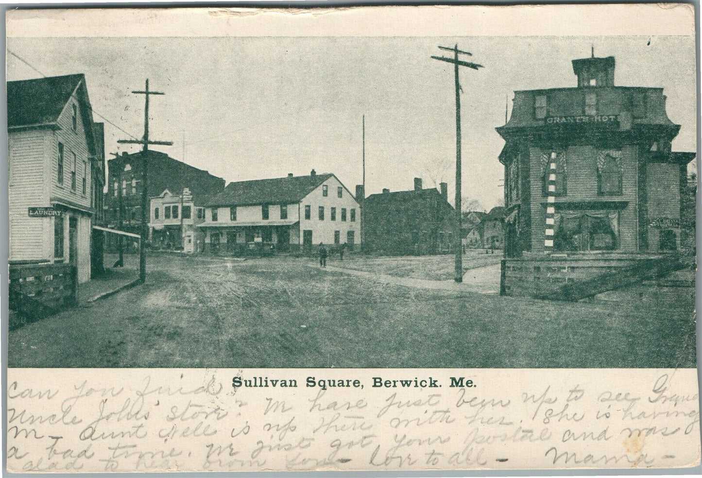 BERWICK ME SULLIVAN SQUARE ANTIQUE POSTCARD