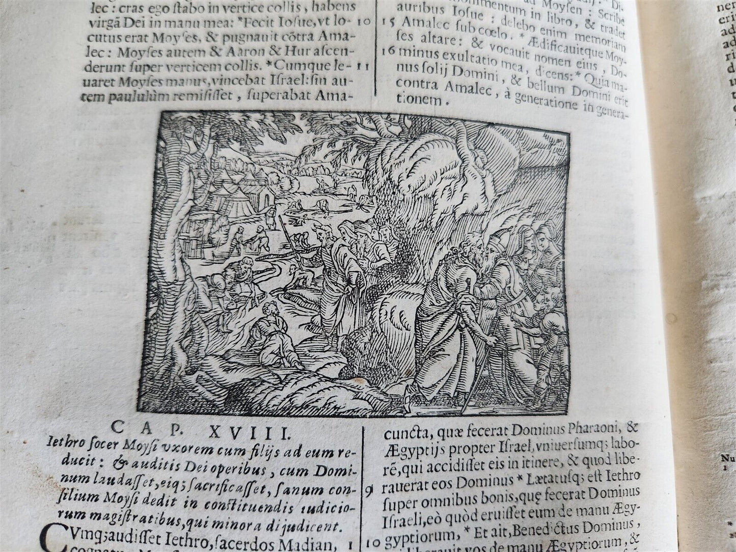 1697 BIBLE ILLUSTRATED antique VELLUM BOUND in LATIN BIBLIA SACRA