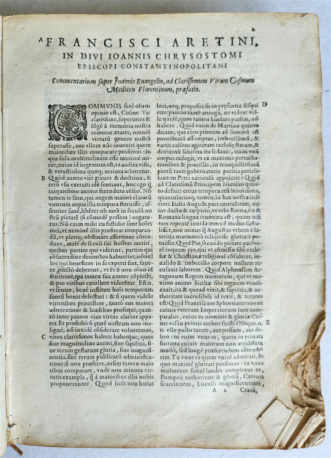1583 Divi Ioannis Chrysostomi Archiepiscopi Constantinopolitani ANTIQUE 16th C.