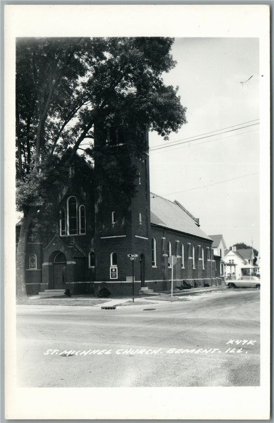 BEMENT IL ST. MICHAEL CHURCH VINTAGE REAL PHOTO POSTCARD RPPC