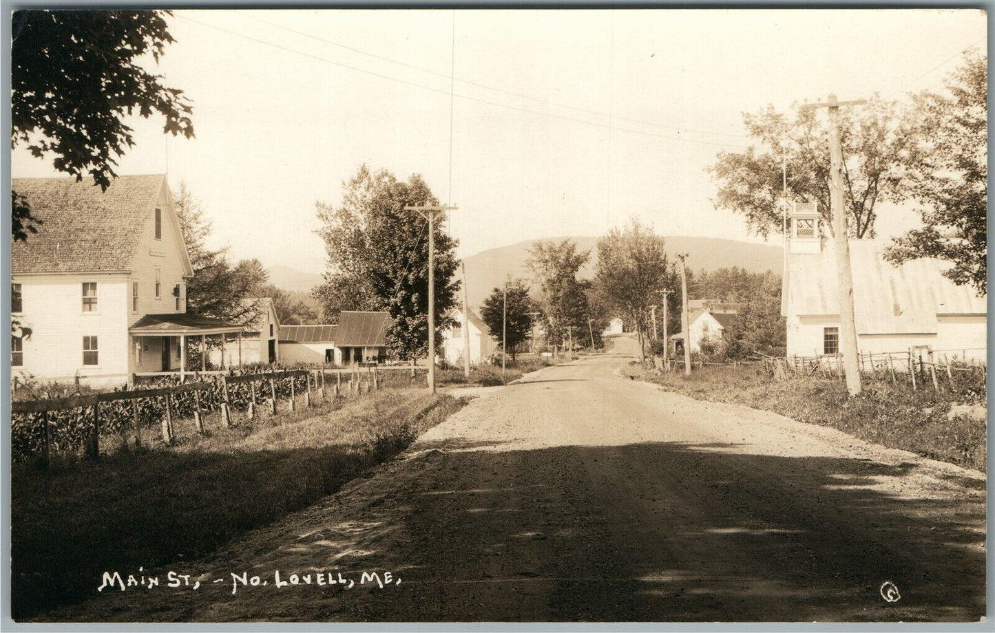 NO. LOVELL ME MAIN STR. ANTIQUE REAL PHOTO POSTCARD RPPC