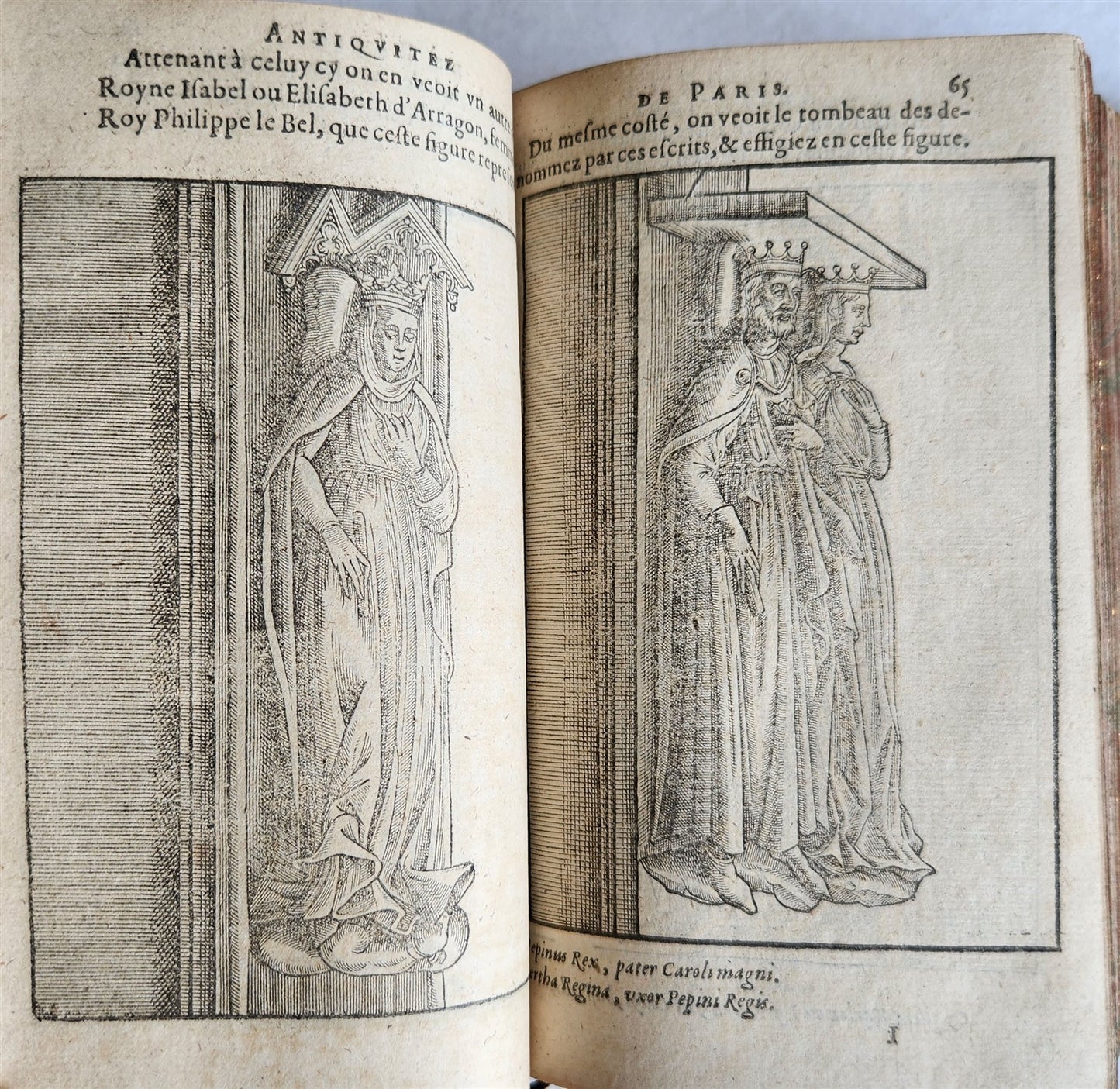 1608 HISTORICAL GUIDE to PARIS ILLUSTRATED w/ 55 WOODCUTS antique