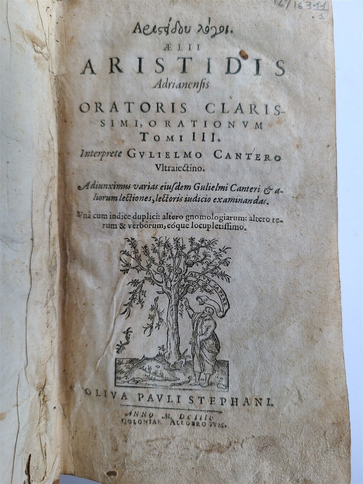 1604 AELIUS ARISTIDES 2 VOLUMES antique Adrianensis Oratoris Clarissimi RARE