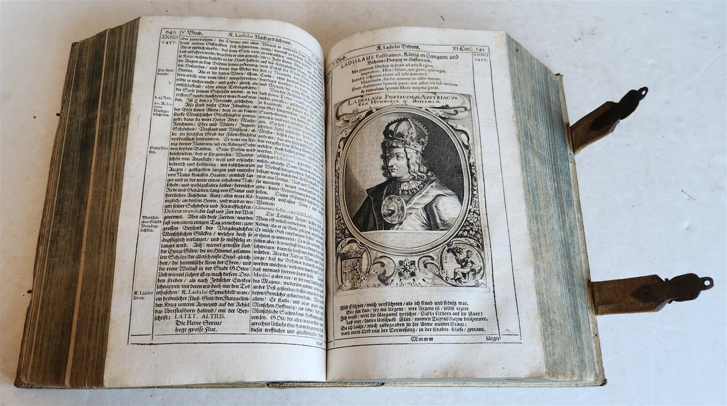 1668 HISTORY of AUSTRIA antique ILLUSTRATED w/ 200 PLATES PIGSKIN BOUND FOLIO