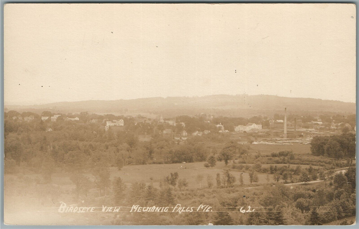 MECHANIC FALLS ME BIRDS EYE VIEW ANTIQUE REAL PHOTO POSTCARD RPPC