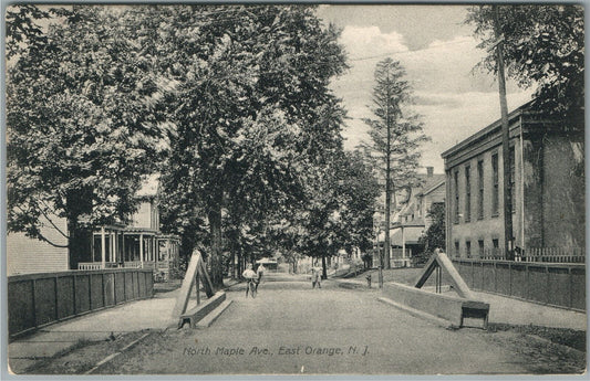 EAST ORANGE NJ NORTH MAPLE AVE. ANTIQUE POSTCARD