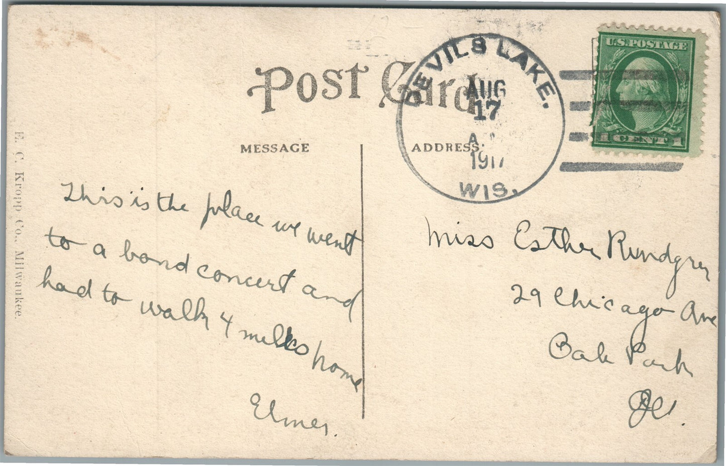 BARABOO WI OAK STREET ANTIQUE POSTCARD