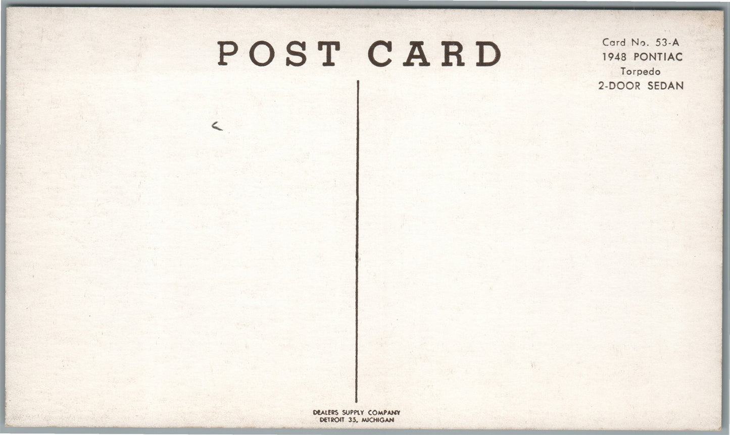 1948 PONTIAC TORPEDO 2 DOOR SEDAN VINTAGE POSTCARD