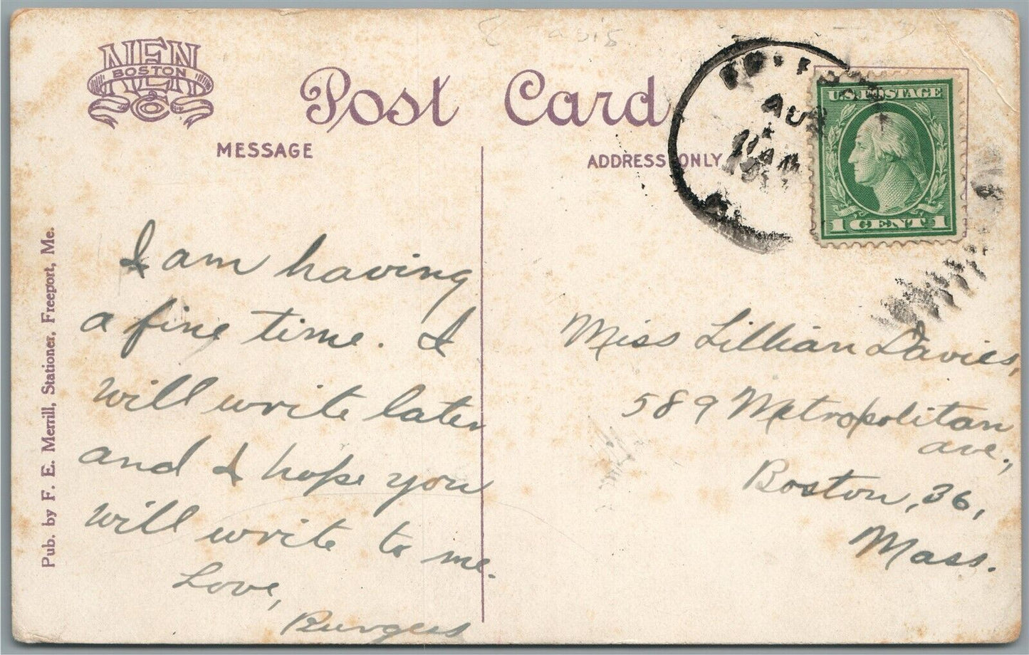 FREEPORT ME RAILROAD STATION RAILWAY DEPOT ANTIQUE POSTCARD