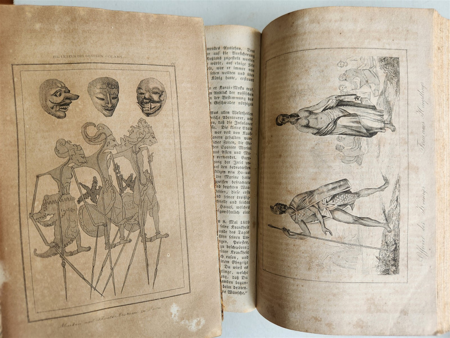 1838 TRAVELS to OCEANIA MALAYSIA POLYNESIA 3 VOLUMES antique ILLUSTRATED German