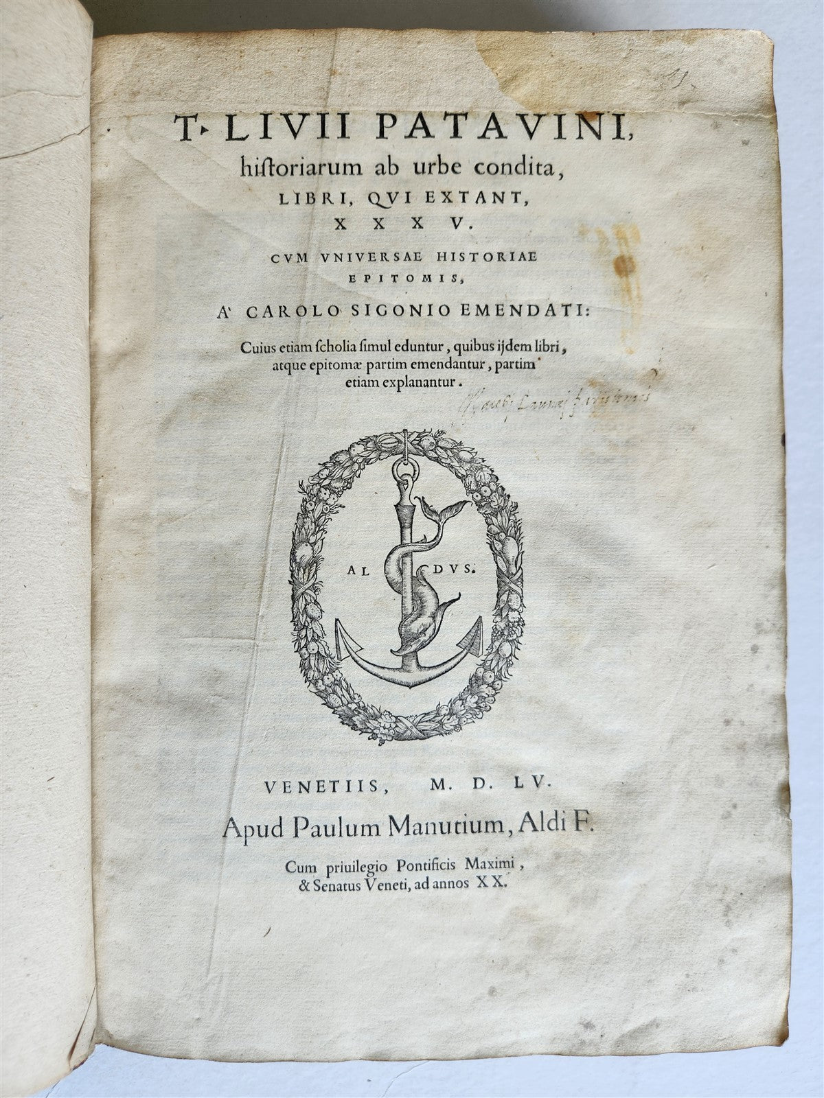 1555 ALDINE PRESS ROMAN HISTORY by TITUS LIVIUS ANTIQUE 16th CENTURY FOLIO Aldus