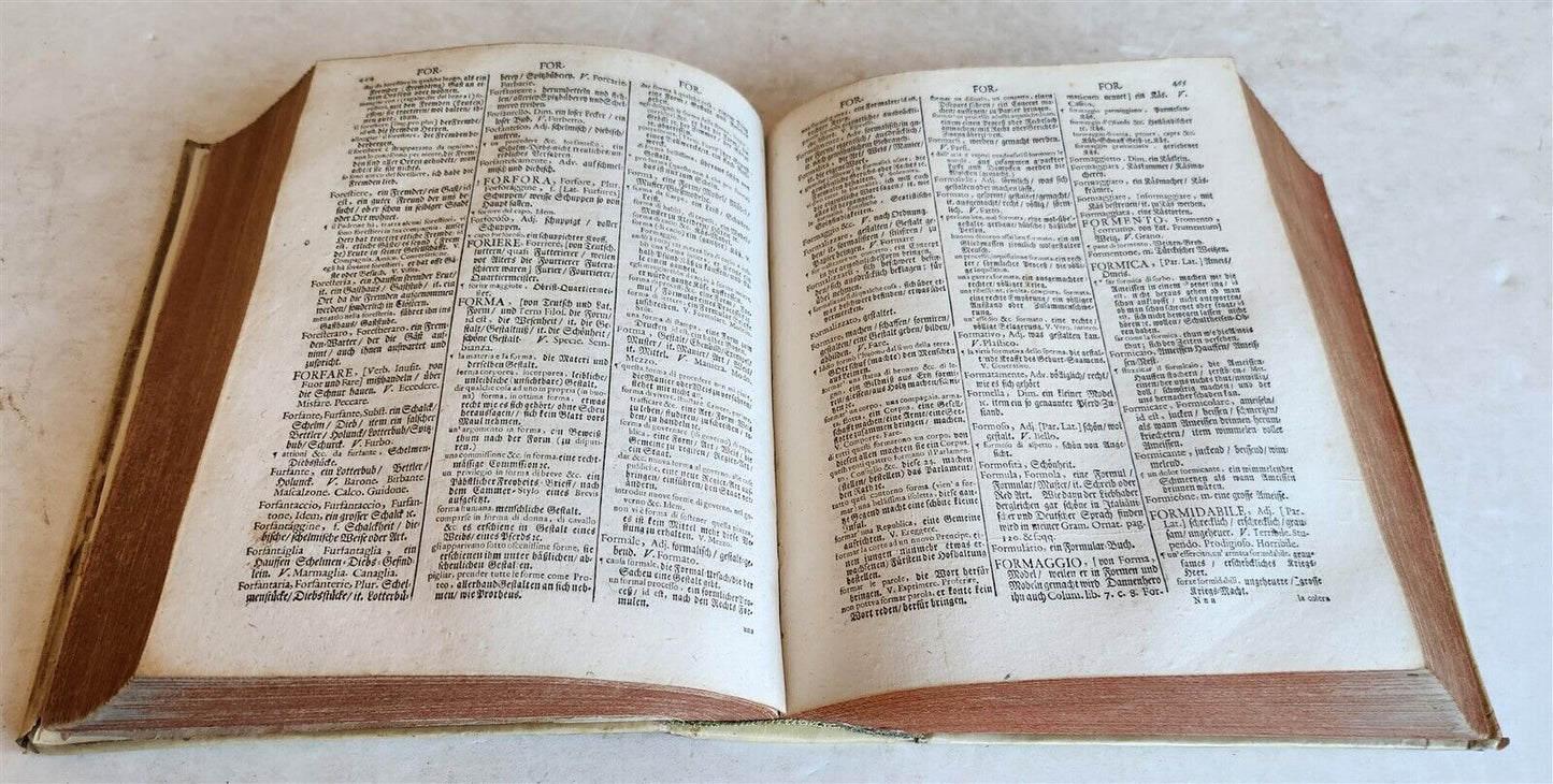1693 ITALIAN GERMAN DICTIONARY by M. CRAMER antique VELLUM BOUND