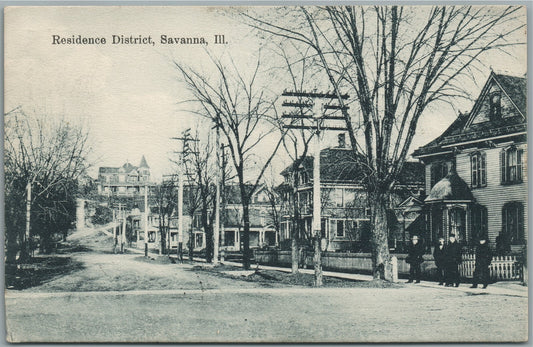 SAVANNAH IL RESIDENCE DISTRICT ANTIQUE POSTCARD