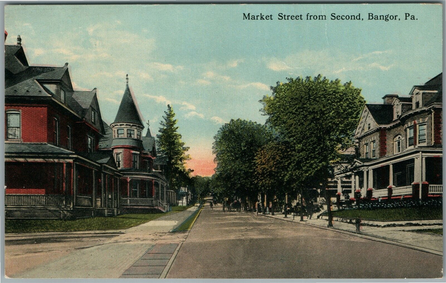 BANGOR PA MARKET STREET ANTIQUE POSTCARD