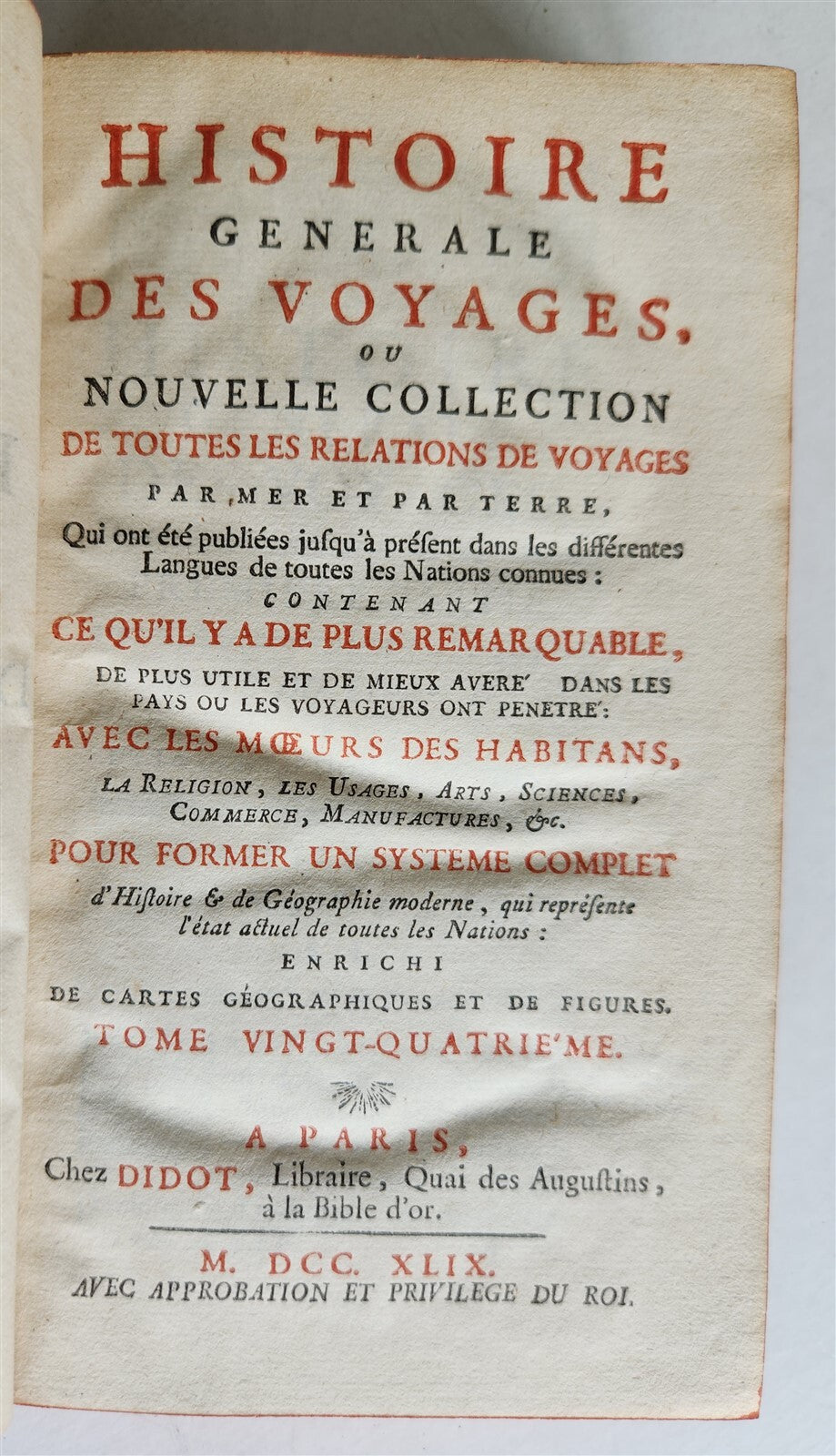 1749 HISTOIRE des VOYAGES illustrated v.24 CHINA NATURAL HISTORY TRAVELS antique
