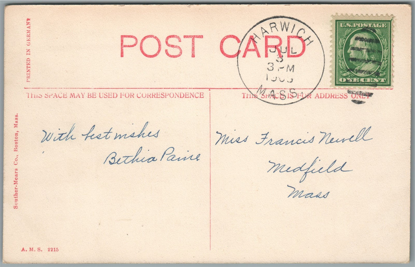 NARWICHPORT MA MELROSE HOUSE ANTIQUE POSTCARD