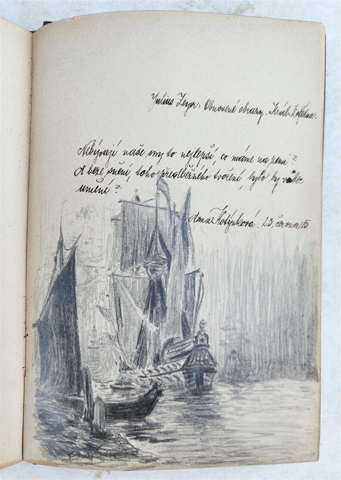 1912-18 ALBUM AMICORUM - MANUSCRIPT CZECH GERMAN BOOK antique POETRY ILLUSTRATED