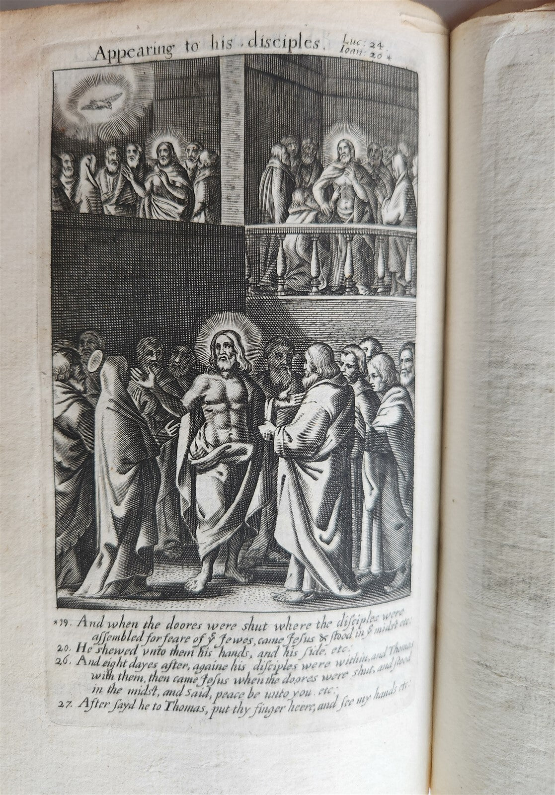 1631-34 BIBLE in ENGLISH ILLUSTRATED NEW TESTAMENT COMMON PRAYERS PSALMS antique